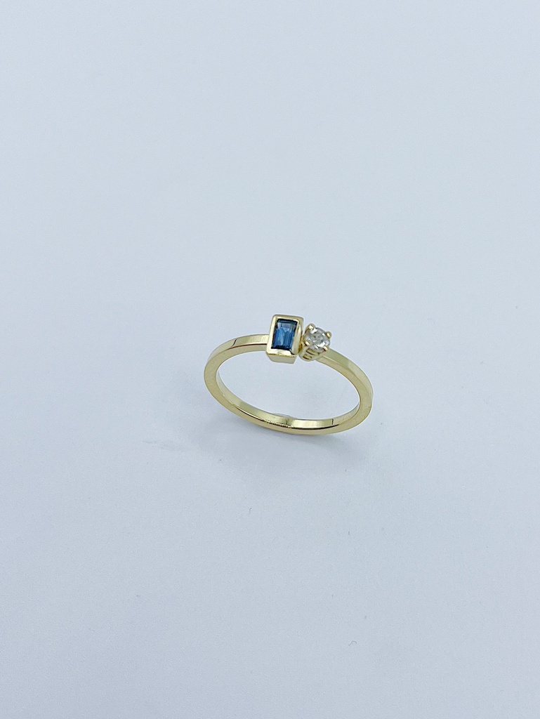 RING LASSO 18kt Yellow Gold & Tourmaline & Sapphire 