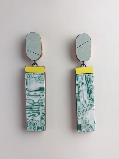 [O40.5-Yellow] EARRINGS Karen Vanmol O40.5 Yellow/Green/Grey