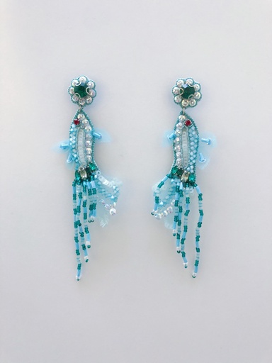 [O46.1-Fish] EARRINGS Priya Palecanda 046.1 Fish Blue