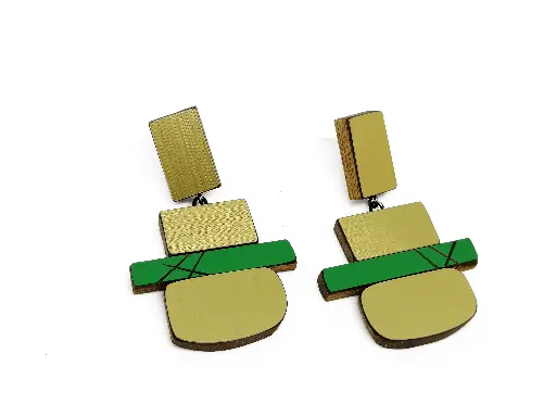[O40.92 Gold Green] EARRINGS Karen Vanmol Gold Green