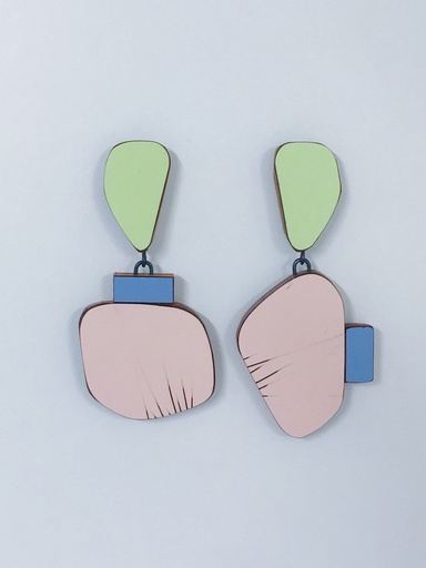 [O40.5-Green] EARRINGS Karen Vanmol O40.5 Green/Blue/Rose