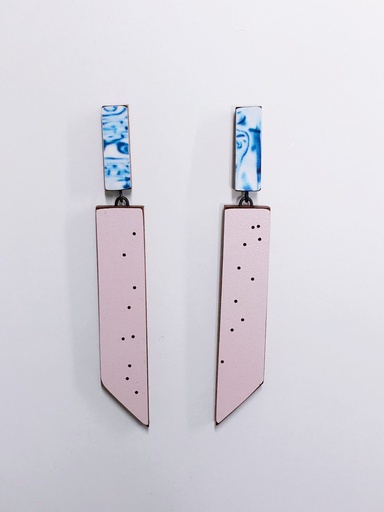[O40.4-Rose-Blue] EARRINGS Karen Vanmol O40.4 Rose/Blue