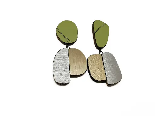 [O40.31-Olive Bronze Silver] EARRINGS Karen Vanmol O40.31 Olive Bronze Silver