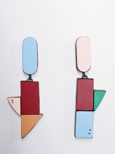 [O40.50-Rose] EARRINGS Karen Vanmol O40.50 Rose/Bordeaux/Blue/Green