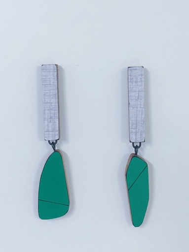 [O40.4-Green] EARRINGS Karen Vanmol O40.4 Green/Grey