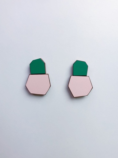 [O40.2-Rose] EARRINGS Karen Vanmol O40.2 Rose/Green