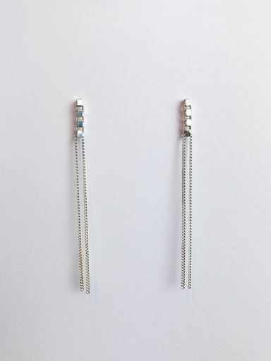 [O1.26-Silver] EARRINGS LASSO Cube 01.26 Silver