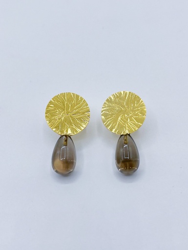 [O16.6-Smokey-Quartz] EARRINGS Liesbeth Gemels O16.4 Smokey Quartz