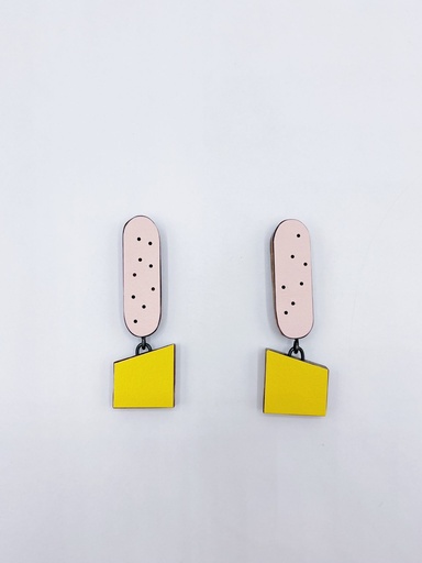 [O40.4-Rose-Yellow-2] EARRINGS Karen Vanmol 040.4 Rose Yellow