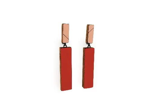 [O40.53 Rose Red] Earrings Karen Vanmol O40.53 Blue Grey Yellow