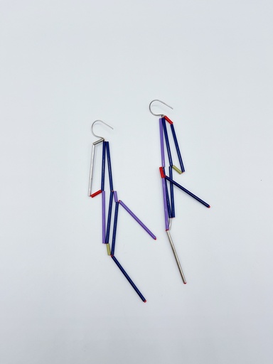 [O12.1 paars zilver blauw] EARRINGS Lou Sautreau 
