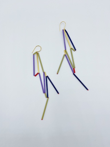 [O12.1 paars goud blauw] Earrings