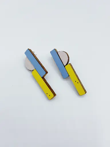 [O40.89 blue/yellow] EARRINGS Karen Vanmol 