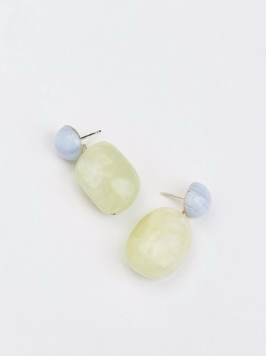 [O19.4 chalcedony & Jade] EARRINGS Mussels & Muscels O19.4