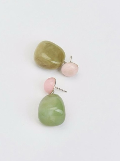 [O19.4 Moonstone & Jade] Earrings