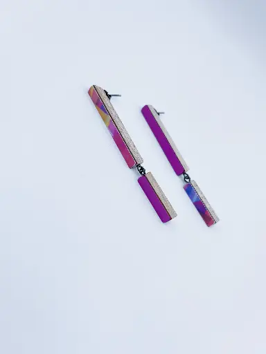 [O40.61 Fuschia Multi] Earrings Karen Vanmol O40.61 Fuschia Multi