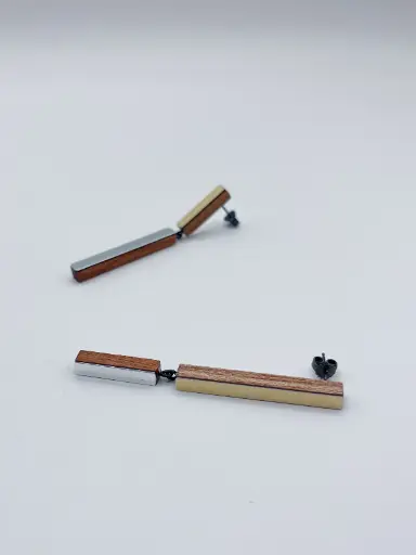 [O40.61 gold silver shiny] Earrings