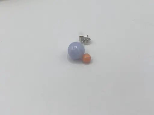 [O19.7 Chalcedon] EARRING Mussels & Muscles O19.7 Chacedony & Rose Quartz