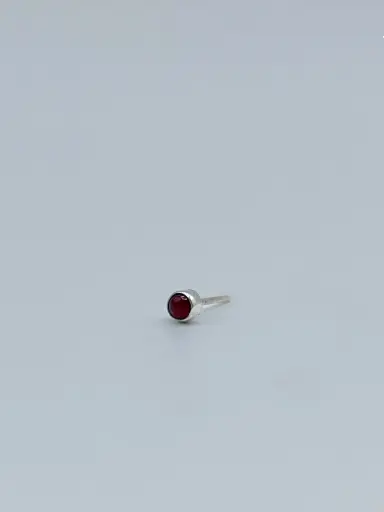 [O1.34 silver red agate] Oorbel LASSO